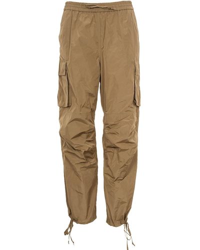 MSGM Wide-Leg Drawstring Cargo Trousers - Natural