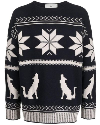 Etro Embroidered Cotton Sweater - Black