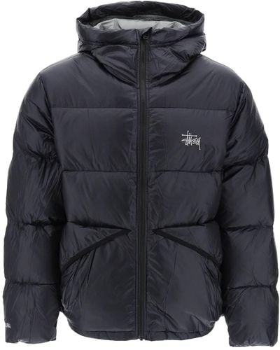 Stussy Hooded Puffer Jacket In Micro Ripstop - Blue