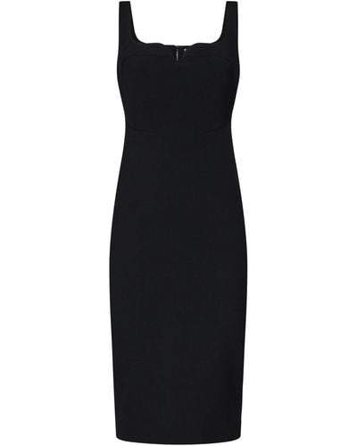 Victoria Beckham Sleeveless Fitted T-Shirt Dress Midi Dress - Black