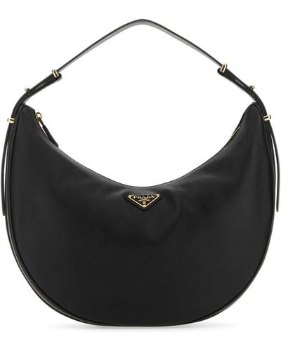 Prada Leather Big Arquã¨ Handbag - Black