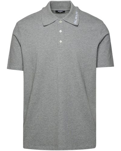 Balmain Cotton Polo Shirt - Grey