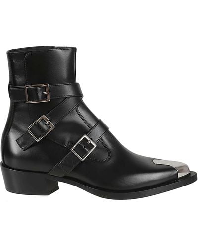Alexander McQueen Buckled Strappy Ankle Boots - Black