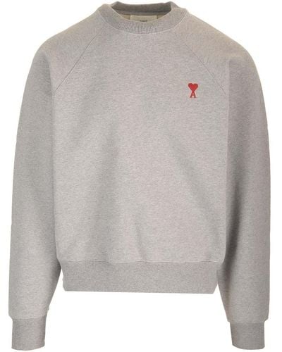 Ami Paris Sweatshirt With Mini Logo - Grey