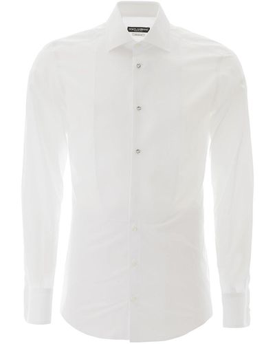 Dolce & Gabbana Fitted Tuxedo Shirt - White