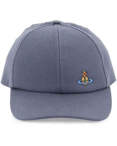 Vivienne Westwood Uni Color Baseball Cap With Orb Embroidery - Blue