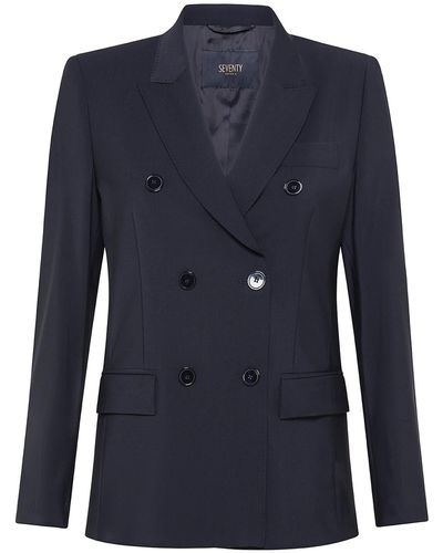 Seventy Double-Breasted Jacket - Blue