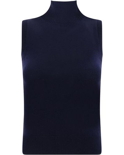Sportmax High Neck Sleeveless Sweater - Blue
