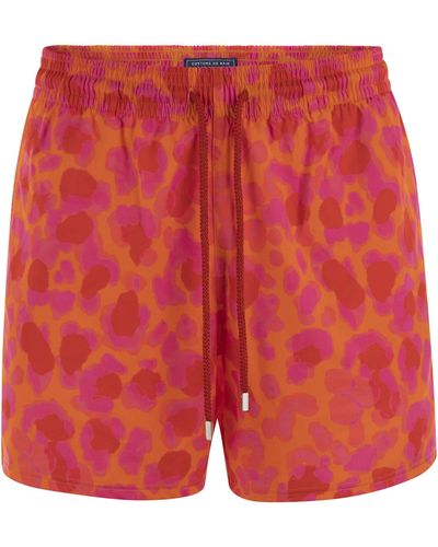 Vilebrequin Stretch Beach Shorts With Patterned Print - Red