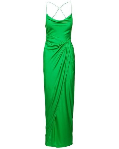 GAUGE81 'Shiroi' Long Dress With Draped Neckline And Split - Green