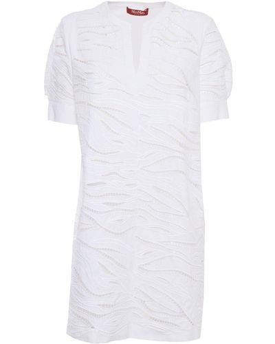 Max Mara Studio V-neck Short-sleeved Midi Dress - White