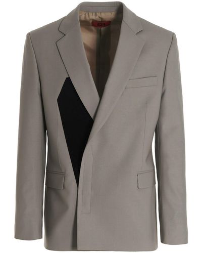 Fourtwofour On Fairfax Double-breasted Blazer Jacket - Gray