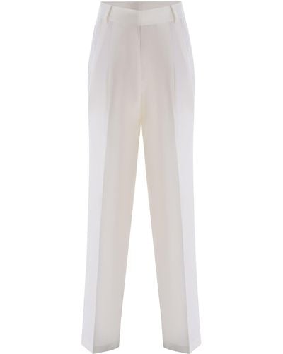 Manuel Ritz Trousers Made Of Wool Canvas - White
