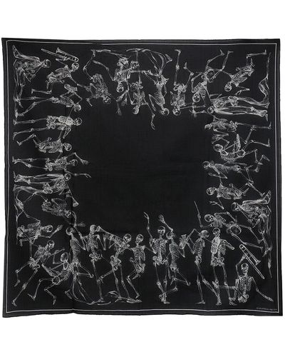 Alexander McQueen Scarf Dancing Skeletion - Black