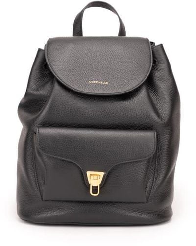 Coccinelle Hammered Leather Backpack - Black
