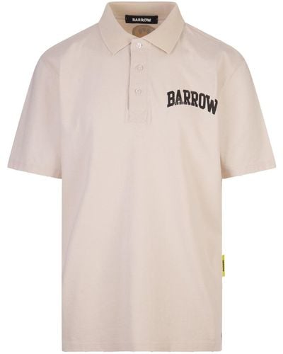 Barrow Dove Polo Shirt With Logo And Smile - Natural