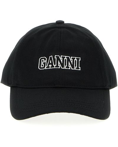 Ganni Logo Cap Hats - Black