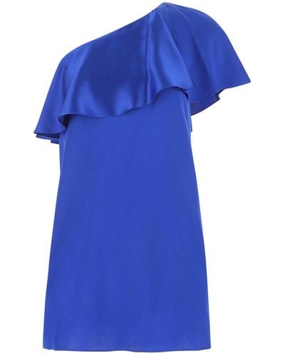 Saint Laurent Satin Mini Dress - Blue