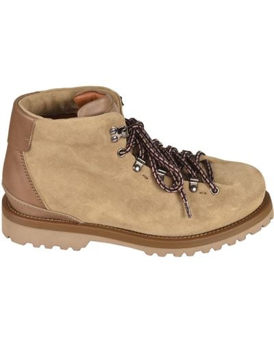 Buttero Logo Patched Lace-Up Boots - Natural