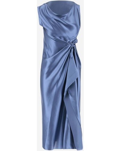 Stephan Janson Draped Silk Dress - Blue