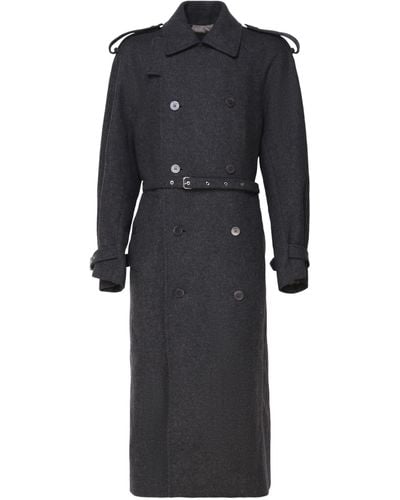 JW Anderson Wool Trench Coat With Oversized Pockets - Blue