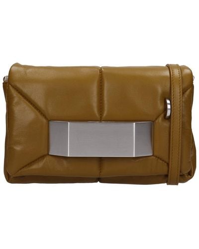 Rick Owens Quilted Griffin Clutch In Leather - Brown