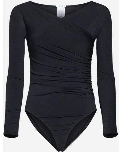 Wolford Gathered Cache-Coeur Jersey Bodysuit - Blue