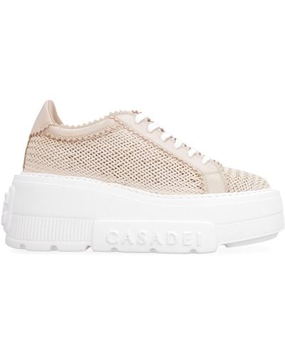 Casadei Leather Platform Trainers - Pink