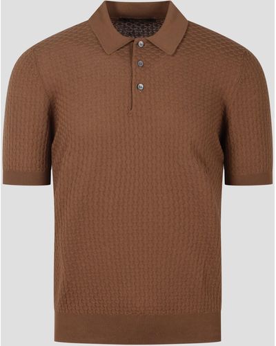Tagliatore 3D Knit Polo Shirt - Brown