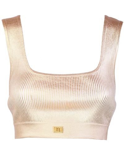 Elisabetta Franchi Logo Plaque Sleeveless Top - White