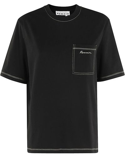 REMAIN Birger Christensen Contrast Stitch T Shirt - Black