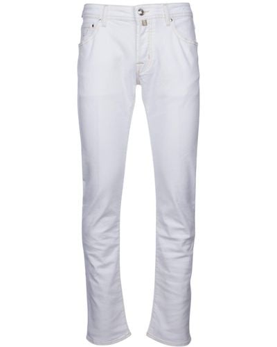 Jacob Cohen Logo Patch Straight Leg Jeans - White