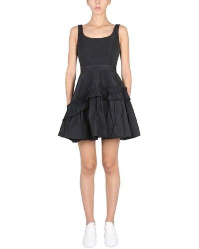 Alexander McQueen Mini Dress With Plunging Neckline - Black