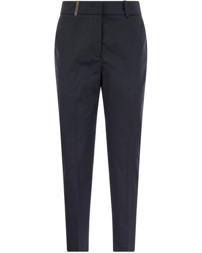 Peserico Stretch Cotton Trousers - Blue