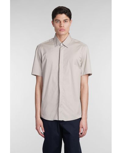 Low Brand Shirt In Gray Cotton - Natural