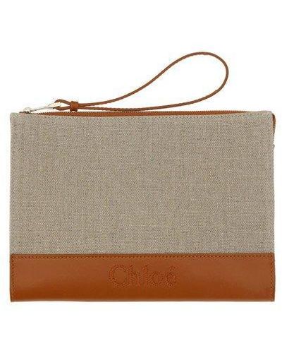 Chloé Two-tone Zipped Clutch Bag - Gray