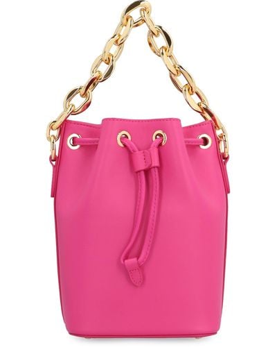 MCM Aren Leather Bucket Bag - Pink