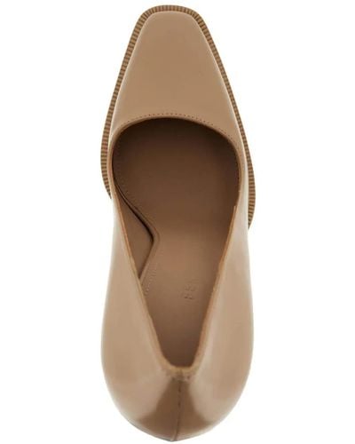 Ferragamo Court Shoes With Shaped Heel - Natural