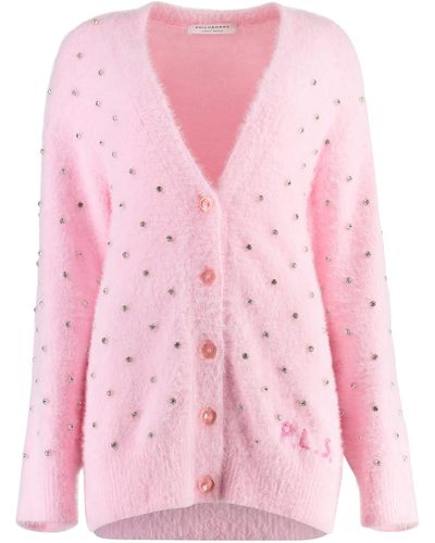 Philosophy Di Lorenzo Serafini Rhinestones Knitted Cardigan - Pink