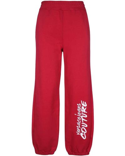 Versace Logo Print Sweatpants - Red