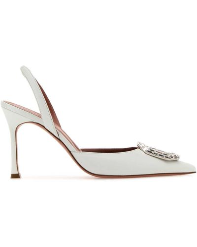 AMINA MUADDI Nappa Leather Camelia Court Shoes - White