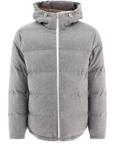 Brunello Cucinelli Padded Hooded Down Jacket - Gray