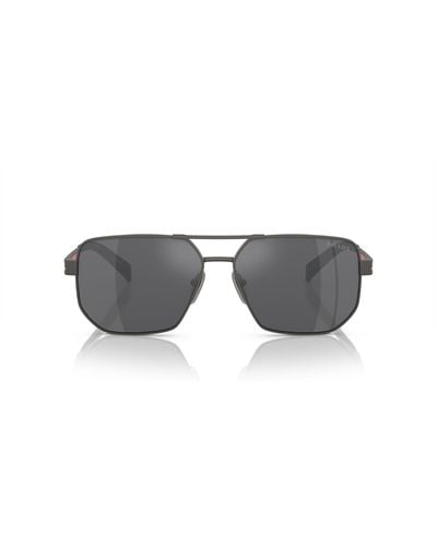 Prada Linea Rossa Ps 51Zs Matte Gunmetal Sunglasses - Grey