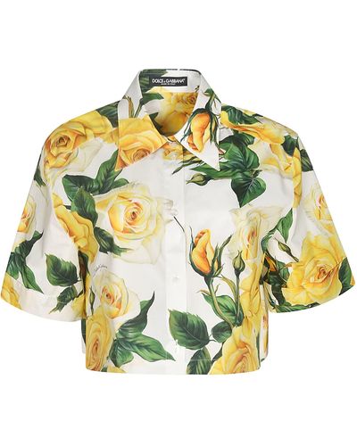 Dolce & Gabbana Floral Cropped Shirt - Metallic