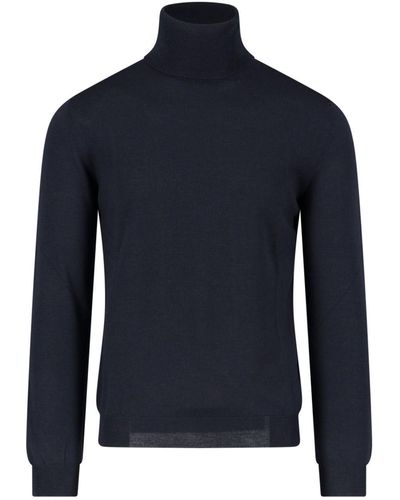 Zanone Wool Turtleneck Sweater - Blue