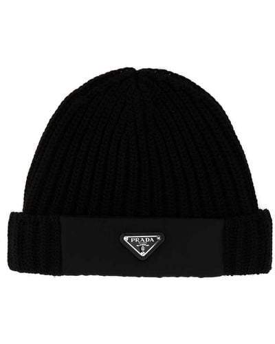 Prada Black Wool Beanie Hat