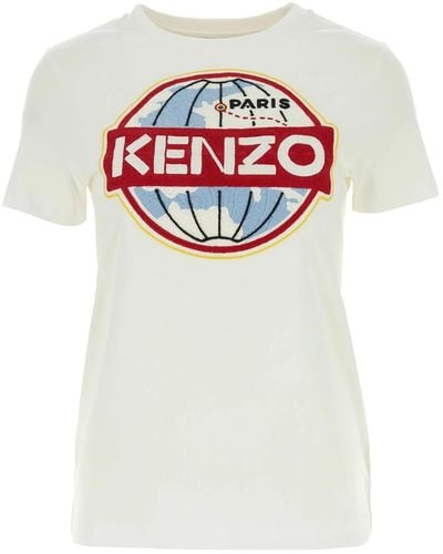 KENZO White Cotton T-shirt - Gray