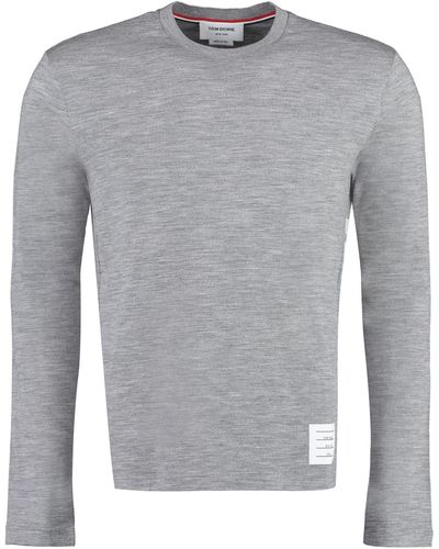 Thom Browne Long Sleeve Wool T-shirt - Grey