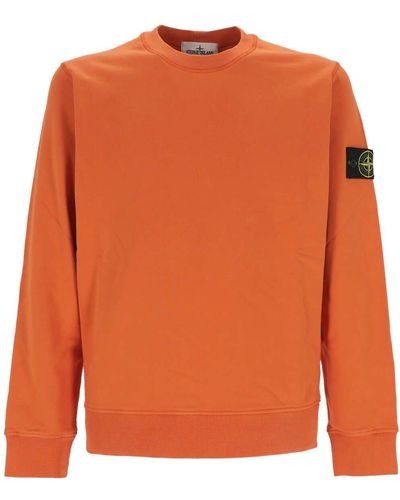 Stone Island Logo Patch Crewneck Sweatshirt - Orange