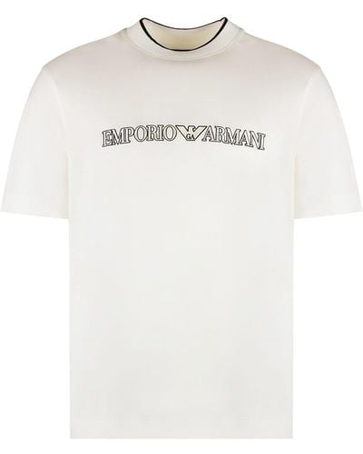 Emporio Armani Blend Cotton Crew-Neck T-Shirt - White